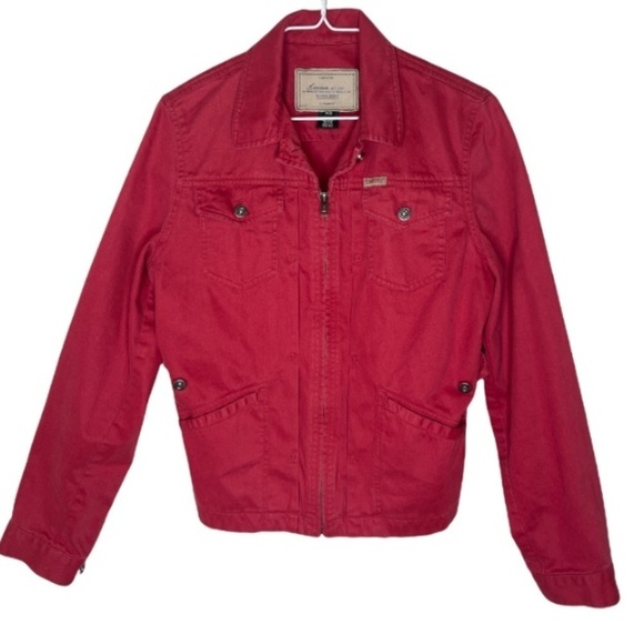 Lauren Ralph Lauren Women’s Red Trucker Jacket Size Petite Small - Picture 1 of 14